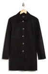 T Tahari Faux Suede Car Coat In Black