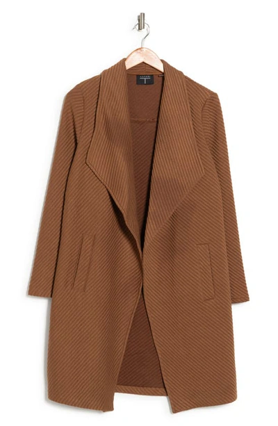 T Tahari Ottoman Waterfall Knit Topper In Hazelnut