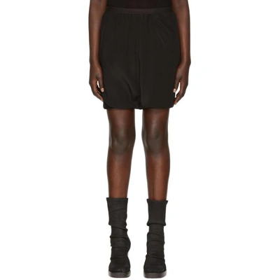 Rick Owens Black Silk Crepe Bud Shorts In 09 Black