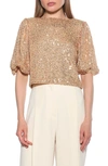 Alexia Admor Blake Sequin Top In Gold