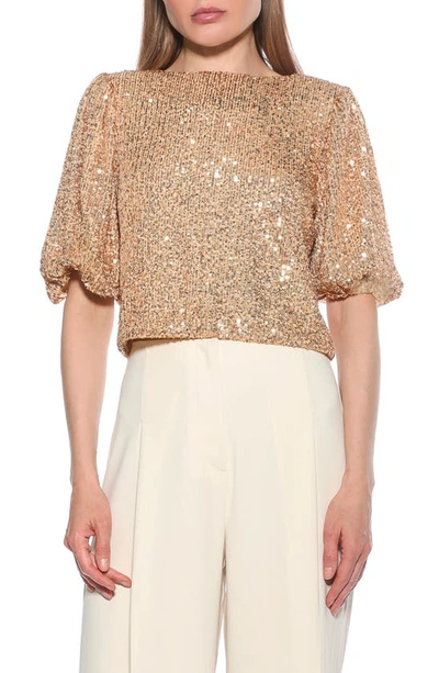 Alexia Admor Blake Sequin Top In Gold