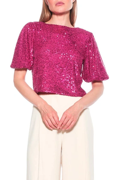 Alexia Admor Blake Sequin Top In Hot Pink