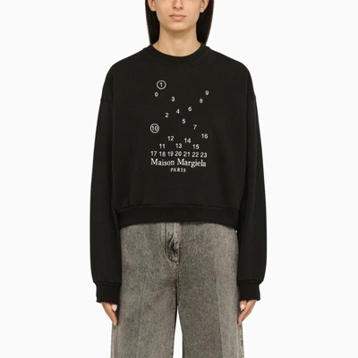 Maison Margiela Black Crewneck Sweatshirt With Print