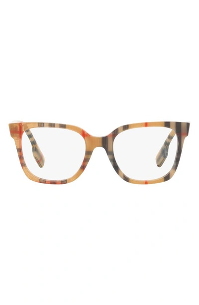 Burberry Evelyn 52mm Square Optical Glasses In Rubber/ Gunmetal