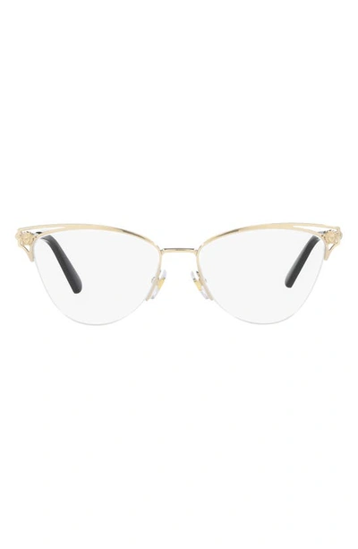 Versace 55mm Cat Eye Optical Glasses In Pale Gold