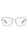 Dolce & Gabbana 57mm Butterfly Optical Glasses In Rose Gold/ Bordeaux