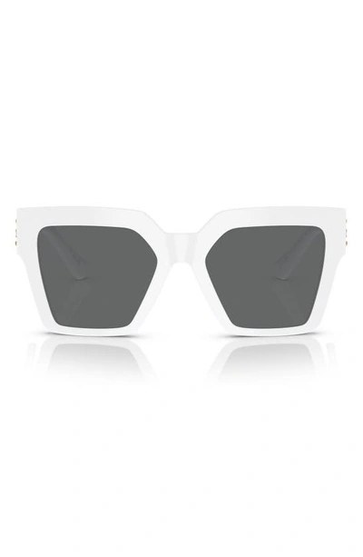 Versace 55mm Butterfly Sunglasses In White/gray Polarized Solid