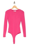 Elodie Ribbed Bodysuit In Hot Pink