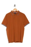 Ben Sherman Regular Fit Tipped Stretch Cotton Polo In Umber