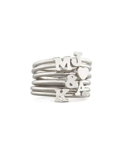 Sarah Chloe Silver Stackable Initial Ring In V