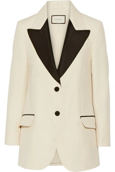 Gucci Two-tone Wool And Silk-blend Faille Blazer In White