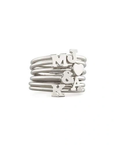 Sarah Chloe Silver Stackable Initial Ring