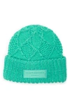 Kurt Geiger London Green Metallic Cable Knit Beanie KURT GEIGERLondon Metallic Cable Knit Beanie In Light Blue  main image 3