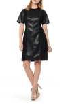 Gracia Short Sleeve Mixed Media A-line Dress In Black