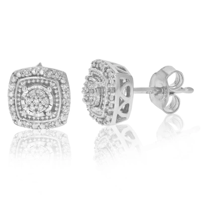 Vir Jewels 1/10 Cttw Round Lab Grown Diamond Stud Square Earrings Made With 925 Sterling Silver Prong Set, 2/3