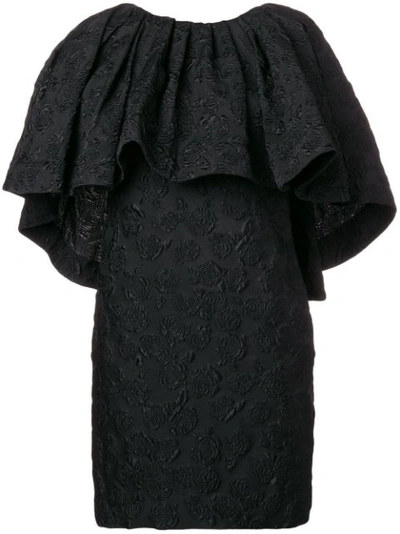 Calvin Klein 205w39nyc High-neck Ruffle Floral-jacquard Mini Dress In Black
