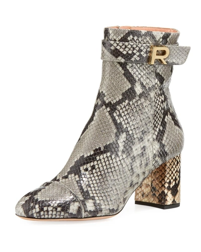 Rochas Snake-print Ankle Booties