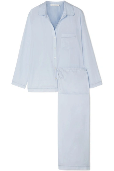 Pour Les Femmes Classic Cotton Pajama Set In Sky Blue