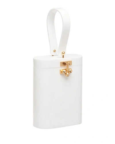 Edie Parker Oval Glitter Minaudiere Bag In White