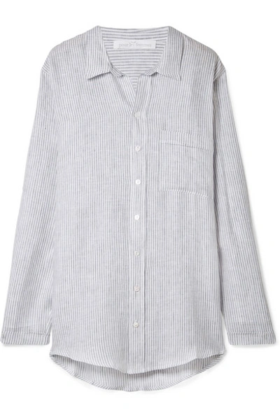 Pour Les Femmes Striped Linen Boyfriend Sleepshirt In Gray