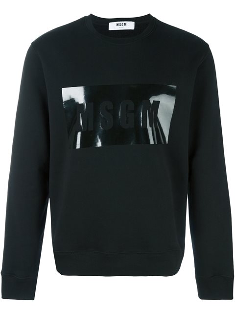 Msgm Tonal Logo Print Sweatshirt In Black | ModeSens