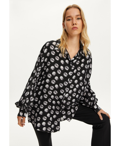 Nocturne Women's Printed Oversized Shirt In Black