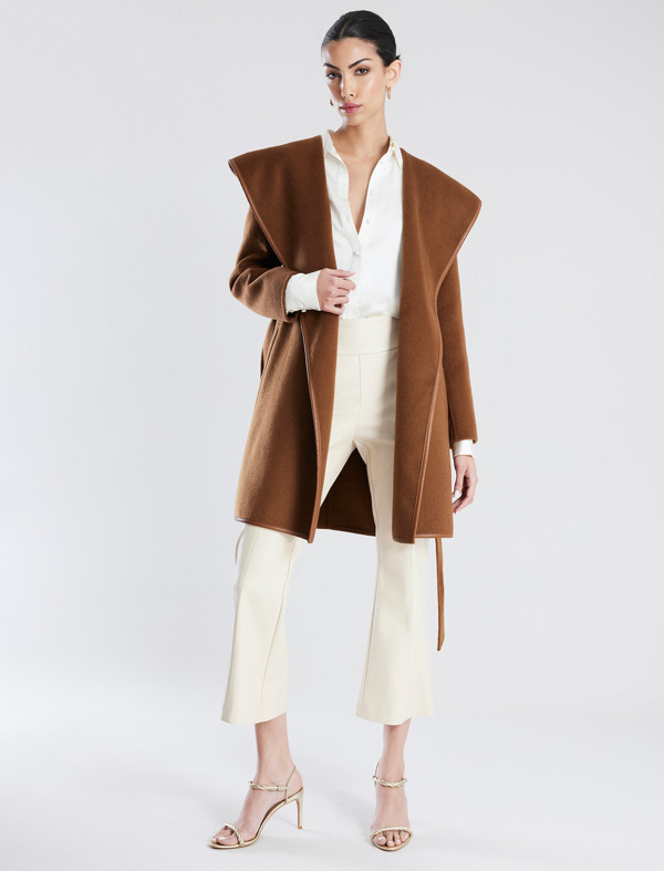 bcbg belted wrap coat