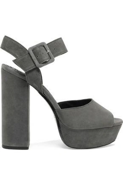 Alice And Olivia Lily Suede Platform Sandals In Charcoal