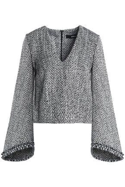 Nicholas Woman Fluted Bouclé-tweed Top Gray