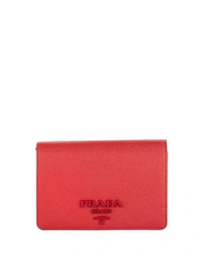 Prada Monochrome French Wallet In Red