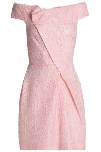 Roland Mouret Woman Off-the-shoulder Cloqué Mini Dress Pink