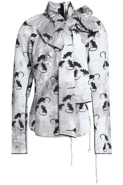 Marc Jacobs Printed Woven Top In Light Gray