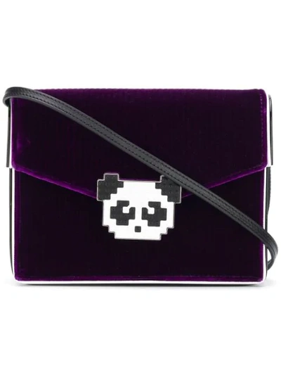 Les Petits Joueurs Lulu Velvet Panda Crossbody Bag In Purple