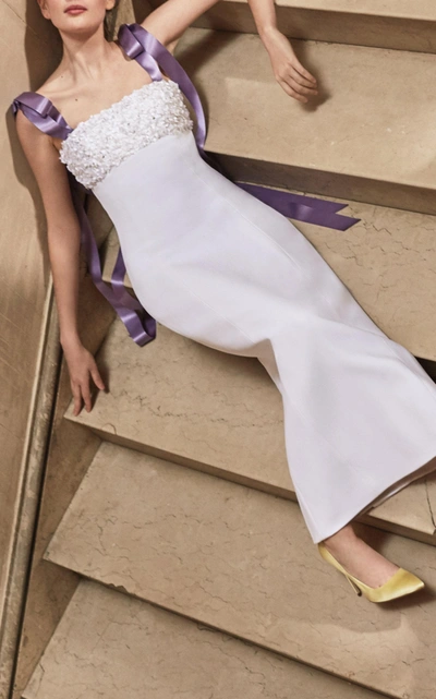 Carolina Herrera Bridal Hyacinth Column Dress In White
