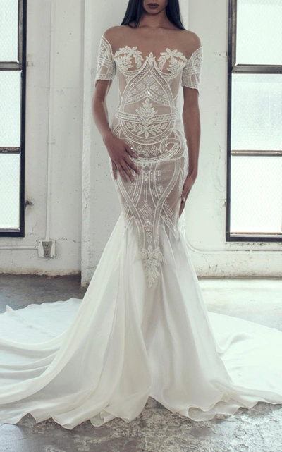 Adam Zohar Lily Mermaid Gown In Ivory