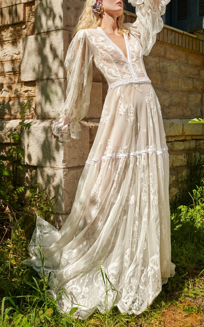 Costarellos Bridal Romantic Lace Gown In White