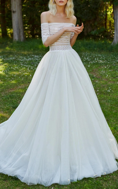 Costarellos Bridal Off-the-shoulder Gown In White
