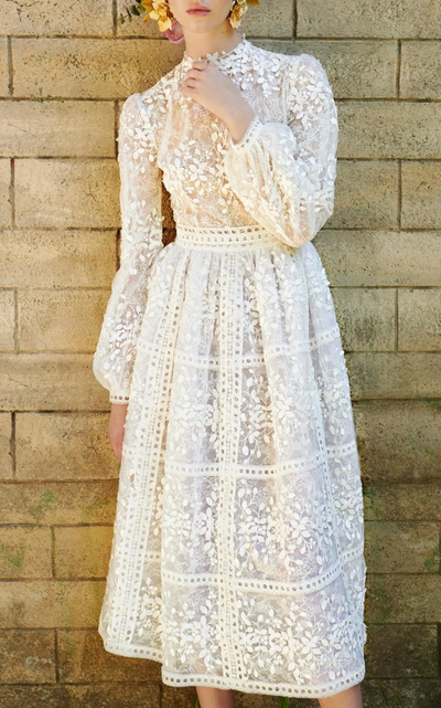 Costarellos Bridal Tea Length Dress In White