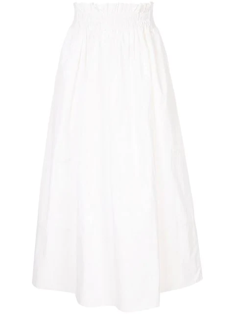 Tibi Nylon Midi Skirt In White | ModeSens