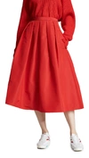 Tibi Silk Faille Skirt In Cherry Red