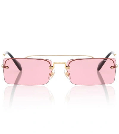 Miu Miu Socit 58mm Square Sunglasses - Gold/ Violet Solid In Pink