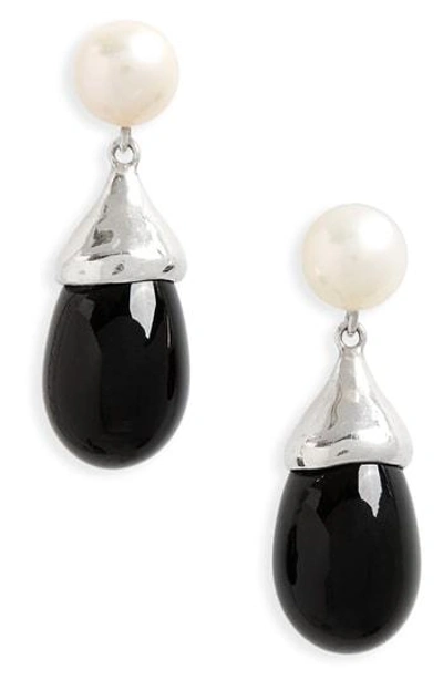 Sophie Buhai Audrey Freshwater Pearl & Glass Teardrop Earrings In Silver