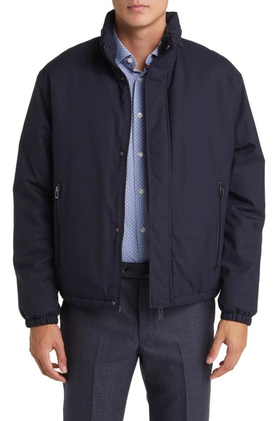 Emporio Armani Blouson Jacket In Solid Blue