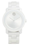 Movado Bold Ceramic Bracelet Watch, 36mm In White