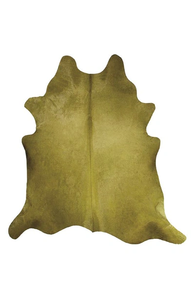 Natural Geneva Genuine Cowhide Rug In Lime