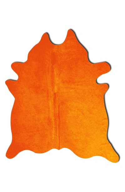 Natural Geneva Genuine Cowhide Rug In Orange