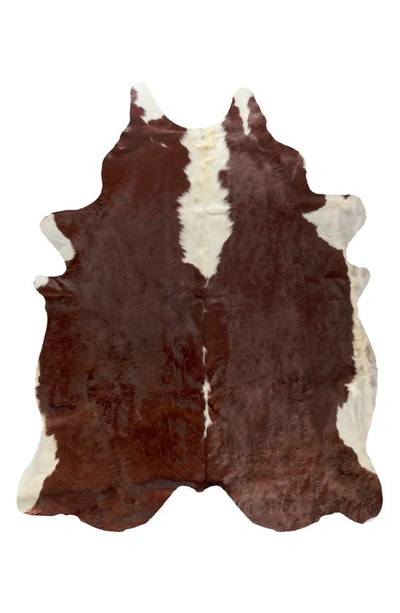 Natural Genuine Cowhide Rug In Hereford Brown/ White