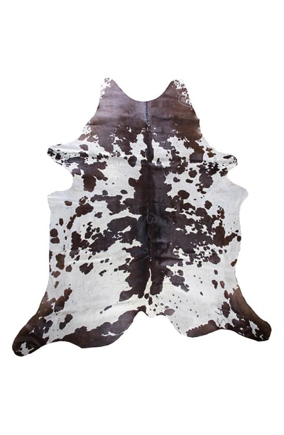 Natural Genuine Cowhide Rug In White/ Chocolate