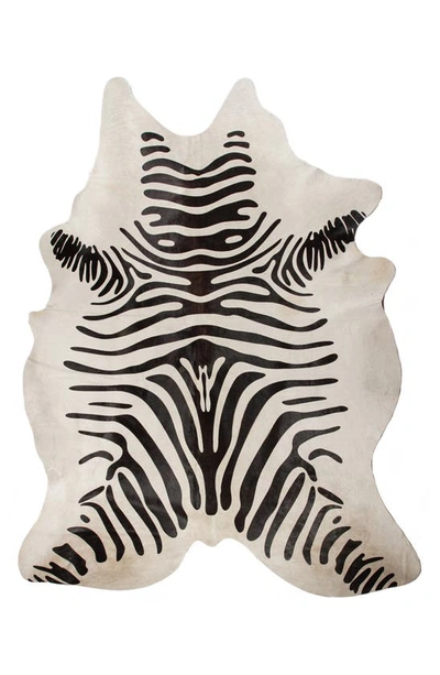 Natural Togo Genuine Cowhide Rug In Zebra Black On Off-white