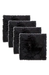 Natural 4-pack Genuine Sheepskin Chair Pads In Black